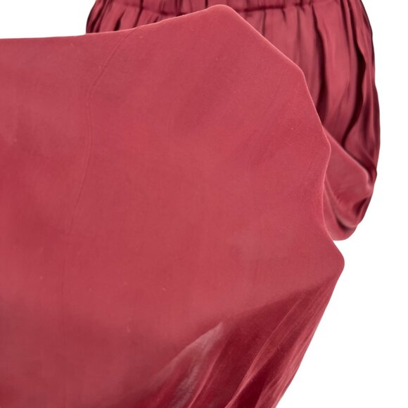 H&M Pleated Lightly Sheer Maxi Skirt Burgundy Wine Red Size 4 - Picture 4 of 7